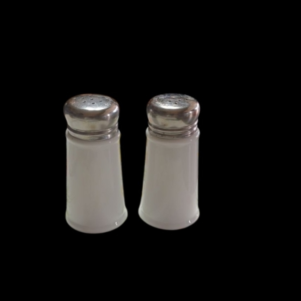 White and Silver Salt and Pepper Shakers